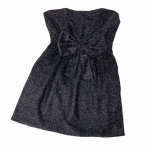 Quail Black Shimmery Large Bow strapless Dress